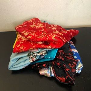 Colorful Asian Style Floral Patterned Fabric Scrap Bundle